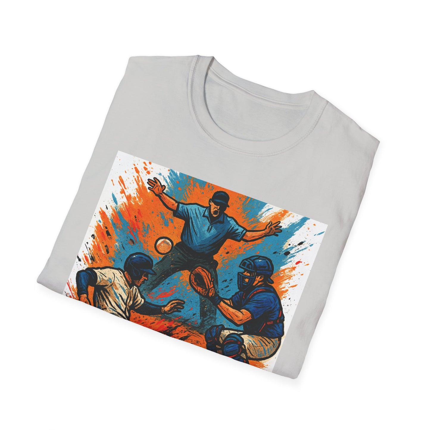 Vintage Baseball Action Unisex Softstyle T-Shirt - Perfect for Sports Fans and Game Day
