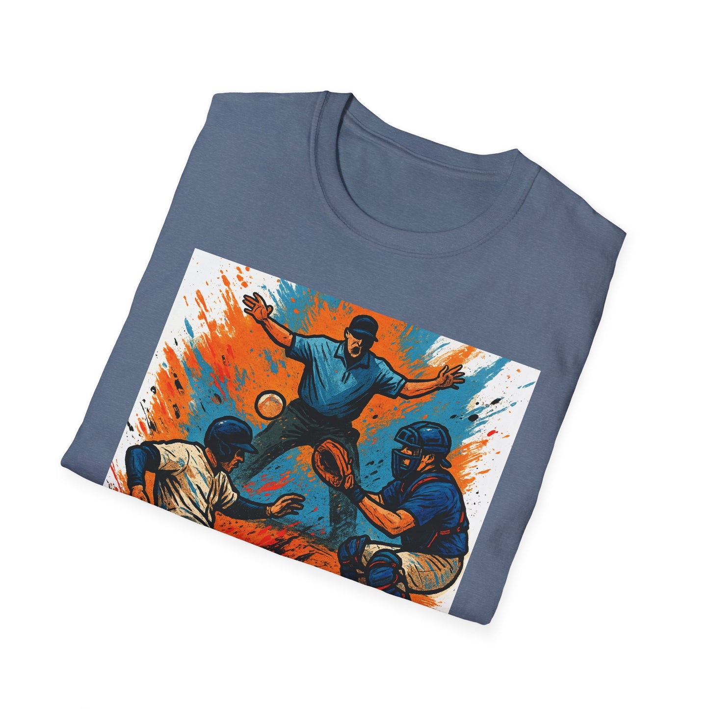 Vintage Baseball Action Unisex Softstyle T-Shirt - Perfect for Sports Fans and Game Day