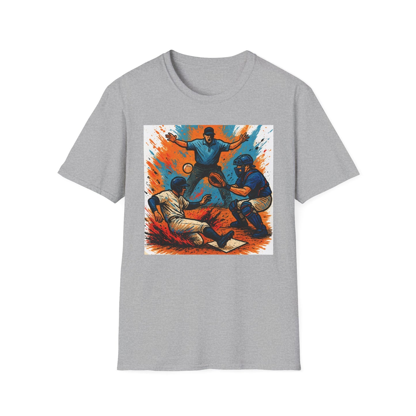 Vintage Baseball Action Unisex Softstyle T-Shirt - Perfect for Sports Fans and Game Day