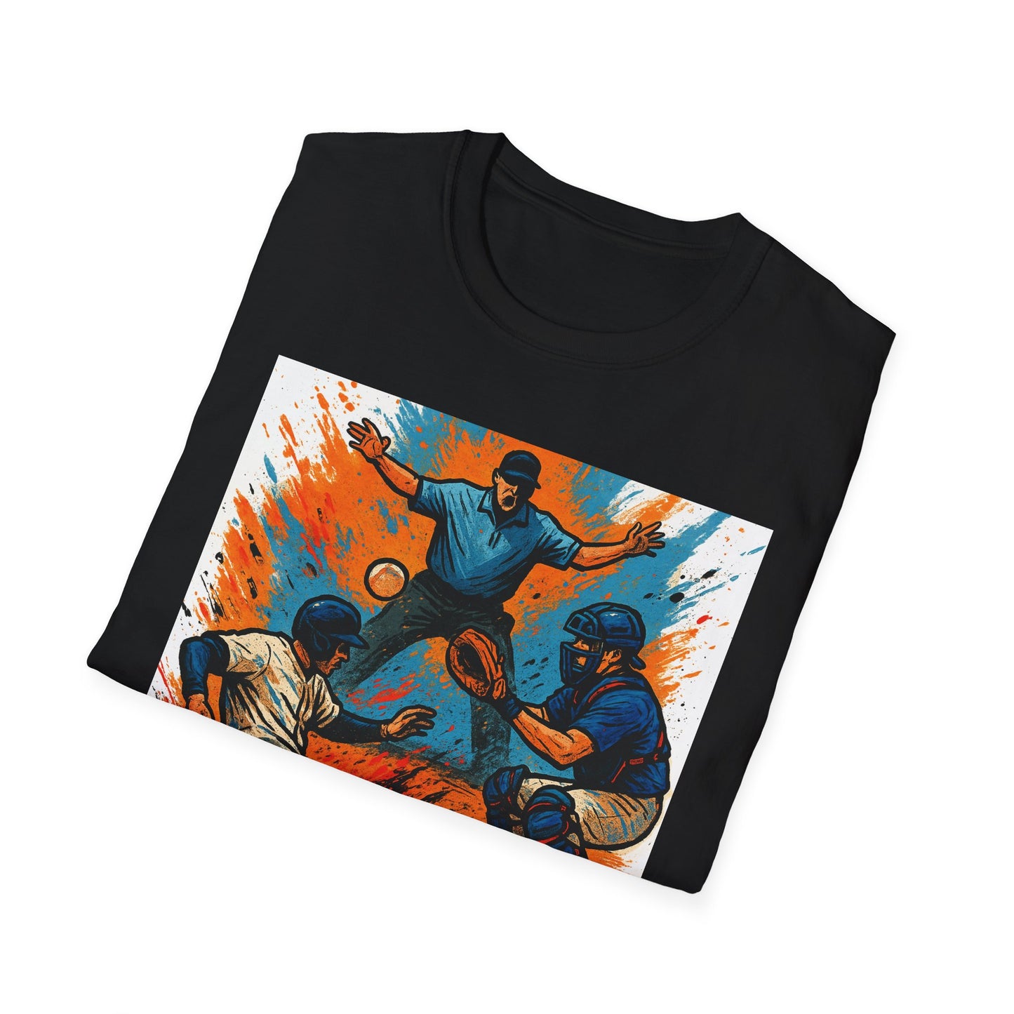 Vintage Baseball Action Unisex Softstyle T-Shirt - Perfect for Sports Fans and Game Day