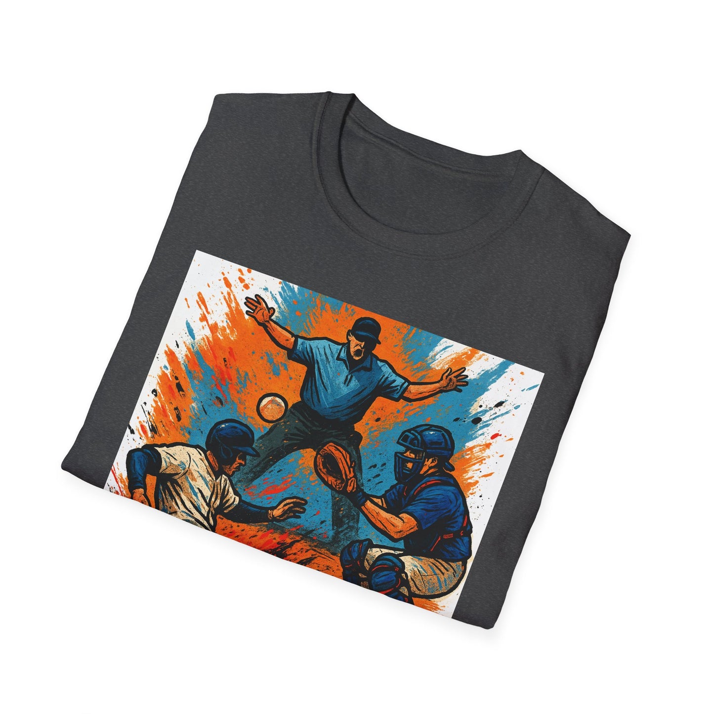 Vintage Baseball Action Unisex Softstyle T-Shirt - Perfect for Sports Fans and Game Day