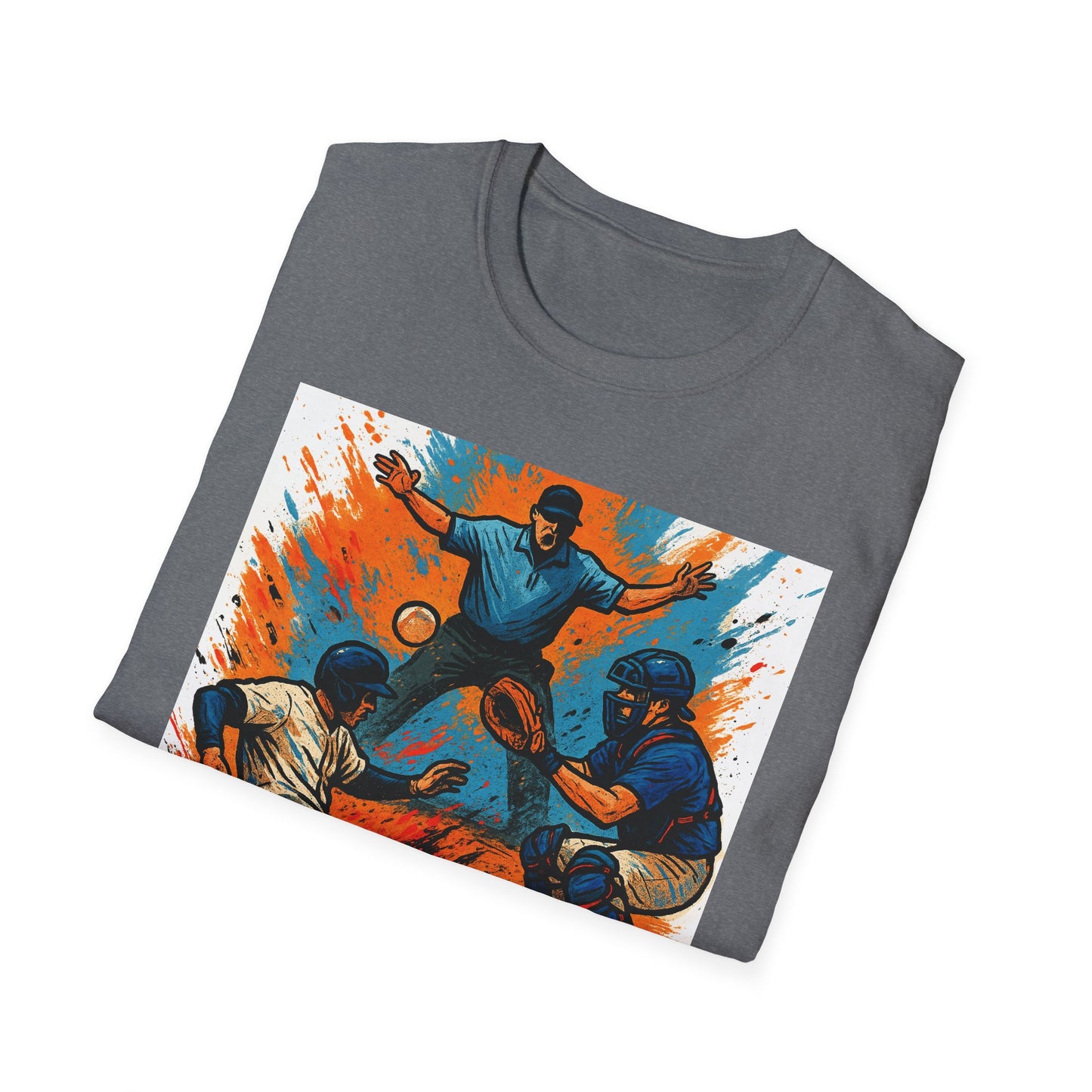 Vintage Baseball Action Unisex Softstyle T-Shirt - Perfect for Sports Fans and Game Day