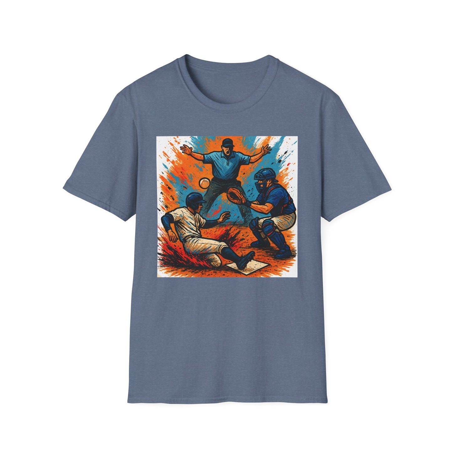Vintage Baseball Action Unisex Softstyle T-Shirt - Perfect for Sports Fans and Game Day