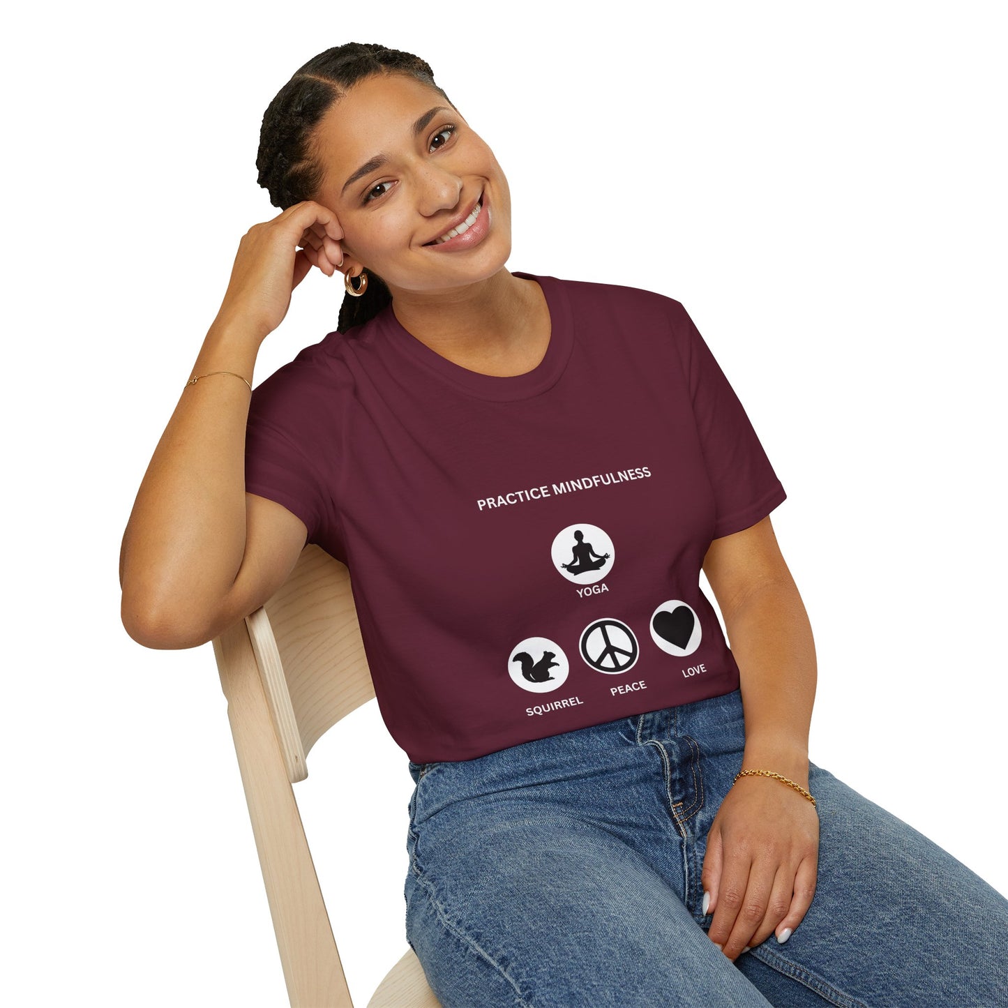 Mindfulness Unisex T-Shirt, Yoga Apparel, Peace & Love Tee, Meditation Gift, Casual Wear, Self-Care Shirt