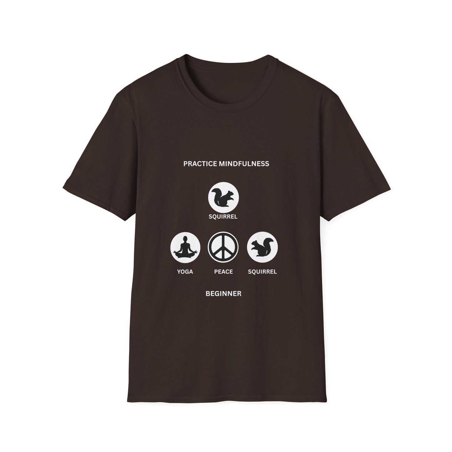 Mindfulness Squirrel T-Shirt, Yoga Tee, Peaceful Apparel, Beginner's Mind, Gift for Yogis, Meditation Shirt