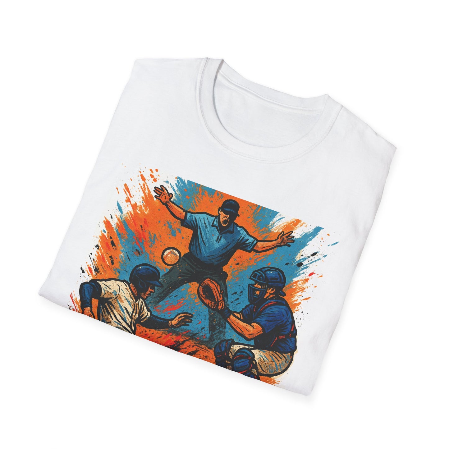 Vintage Baseball Action Unisex Softstyle T-Shirt - Perfect for Sports Fans and Game Day