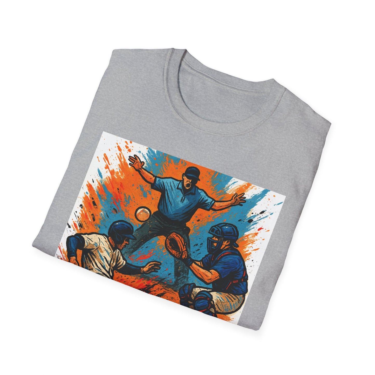 Vintage Baseball Action Unisex Softstyle T-Shirt - Perfect for Sports Fans and Game Day
