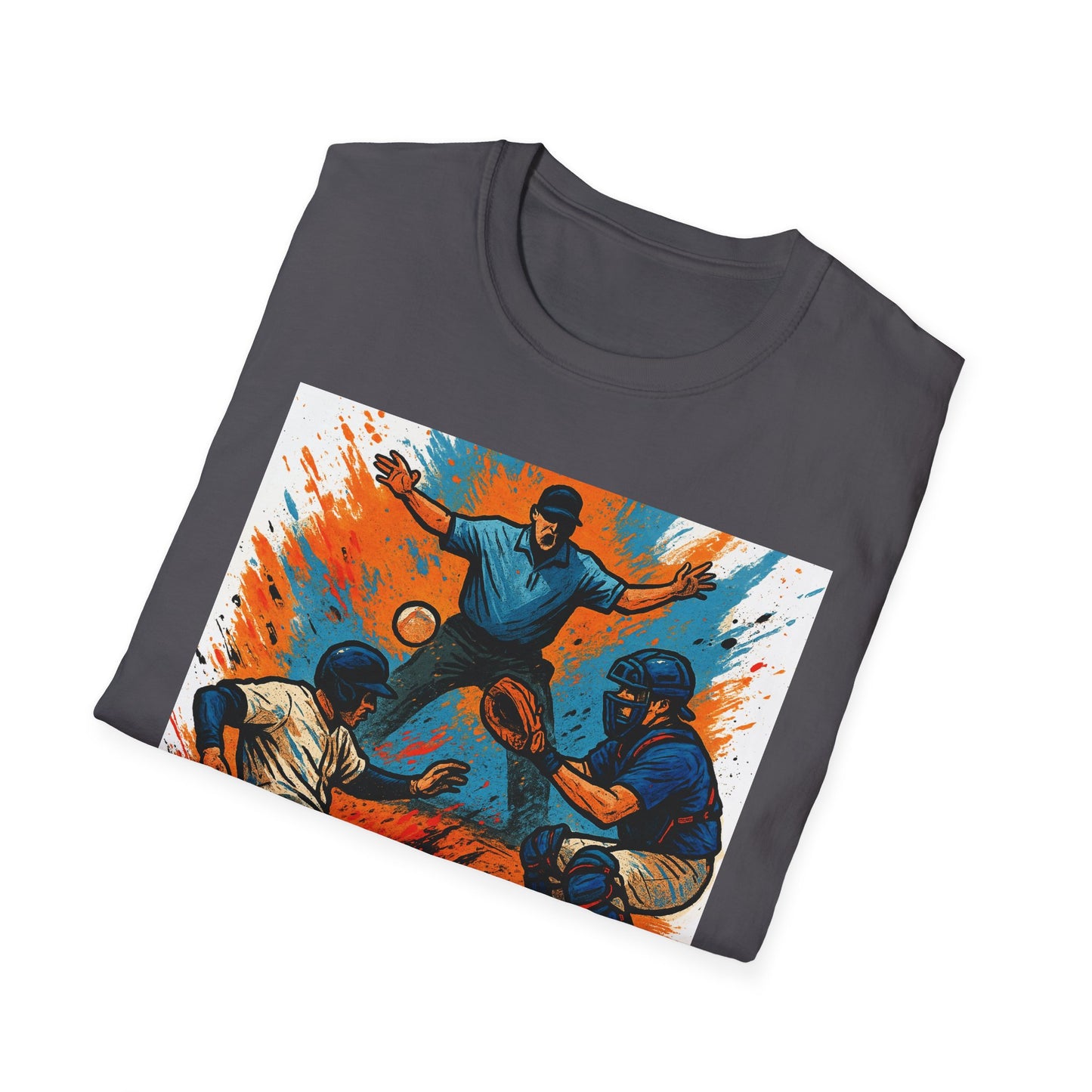 Vintage Baseball Action Unisex Softstyle T-Shirt - Perfect for Sports Fans and Game Day
