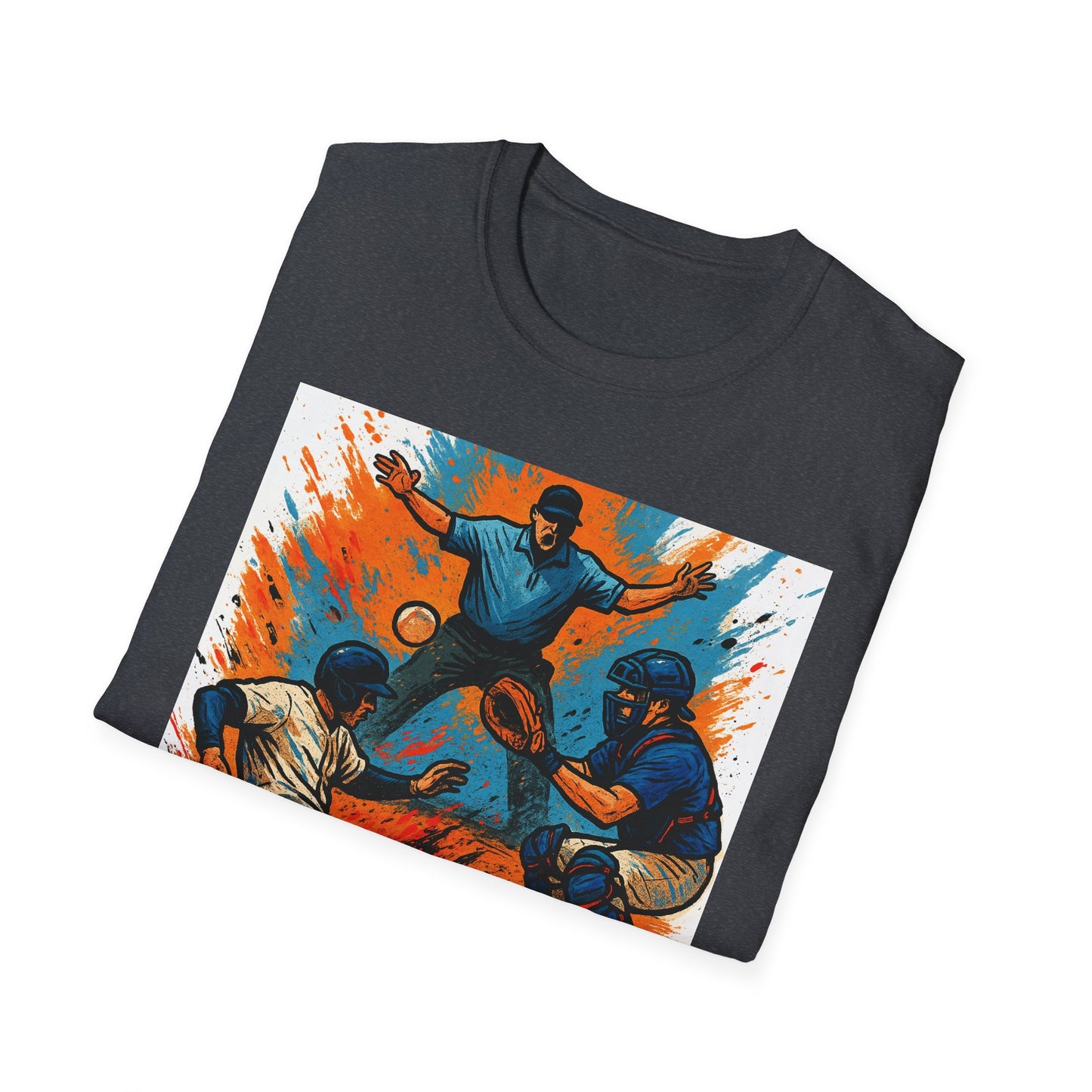 Vintage Baseball Action Unisex Softstyle T-Shirt - Perfect for Sports Fans and Game Day