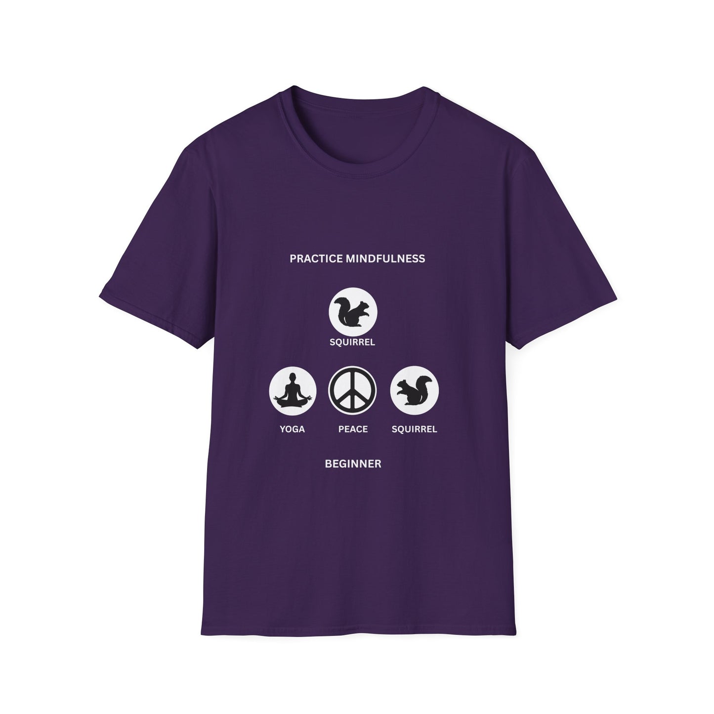 Mindfulness Squirrel T-Shirt, Yoga Tee, Peaceful Apparel, Beginner's Mind, Gift for Yogis, Meditation Shirt