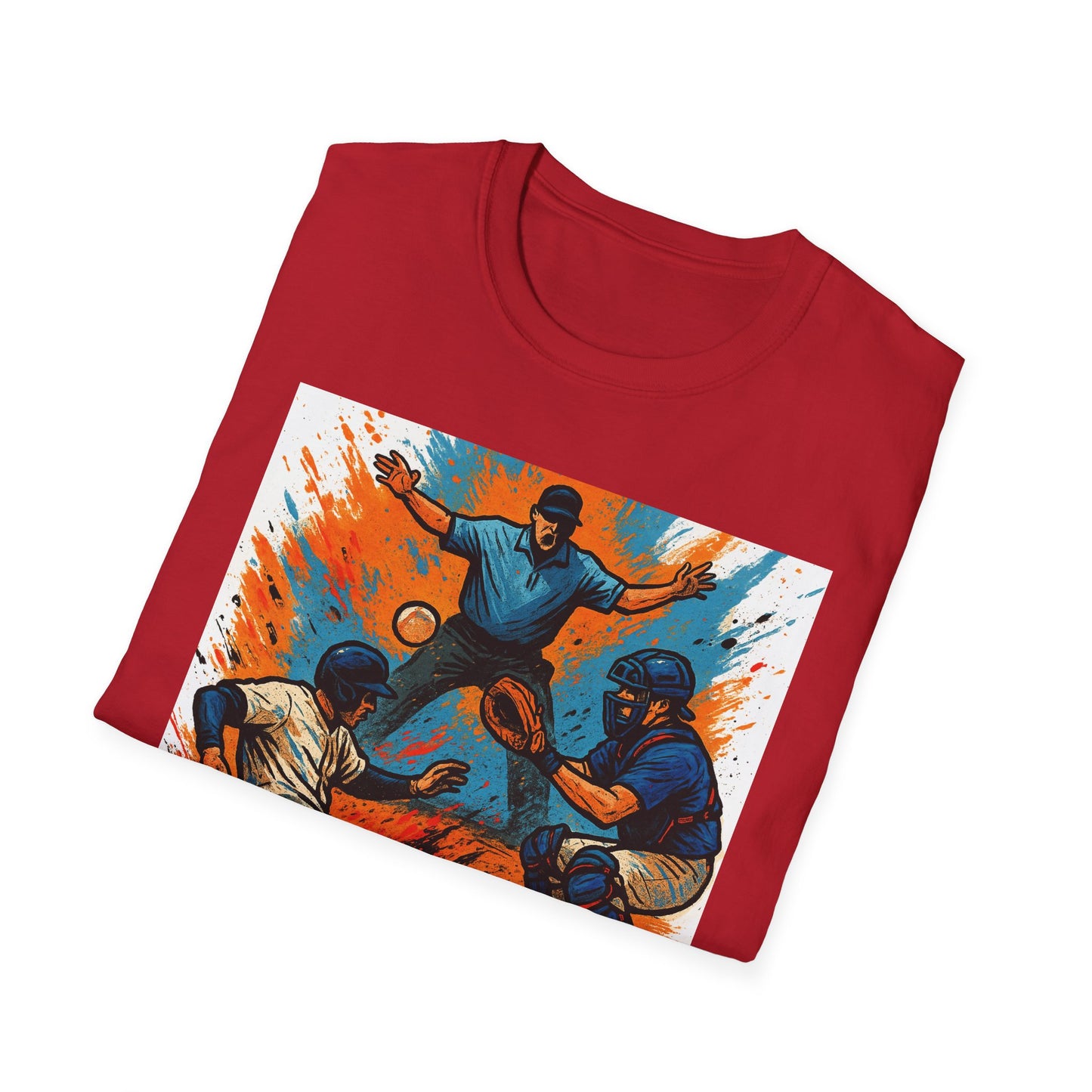 Vintage Baseball Action Unisex Softstyle T-Shirt - Perfect for Sports Fans and Game Day