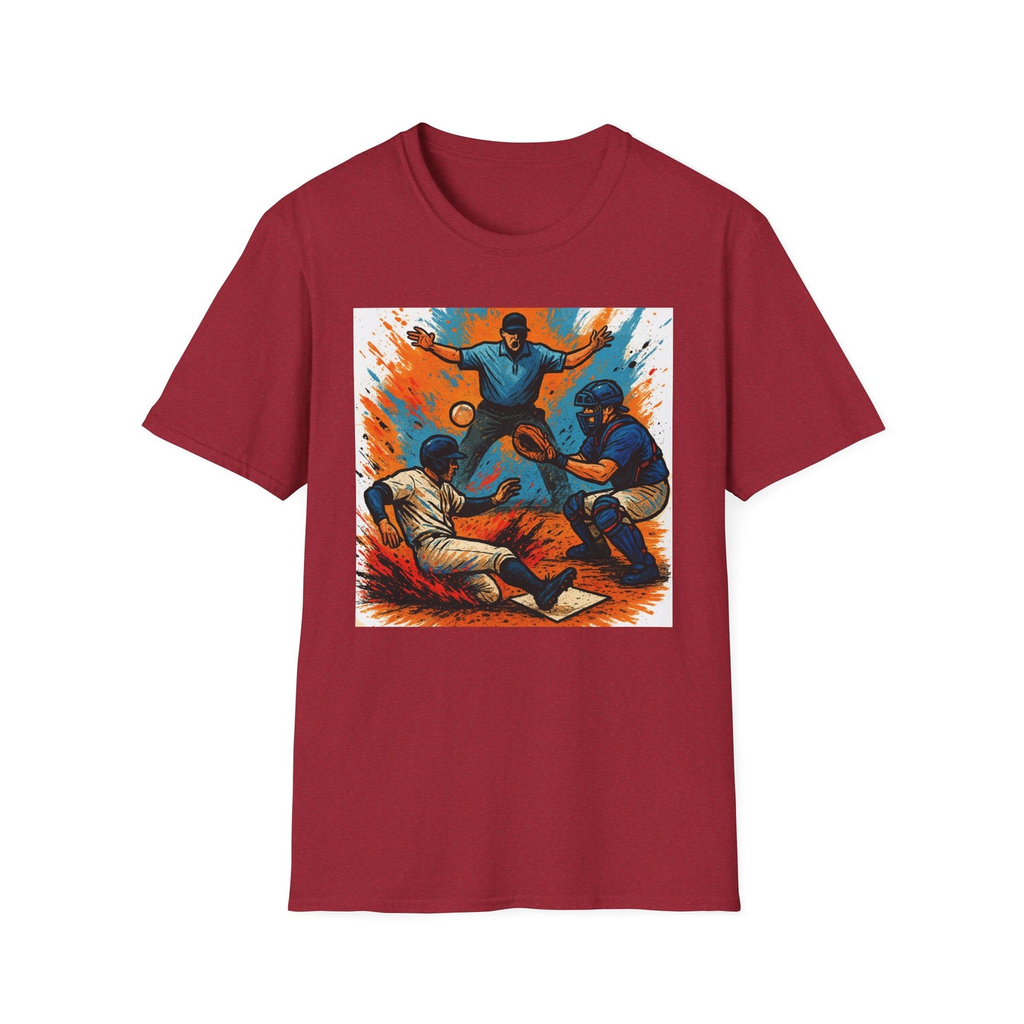 Vintage Baseball Action Unisex Softstyle T-Shirt - Perfect for Sports Fans and Game Day