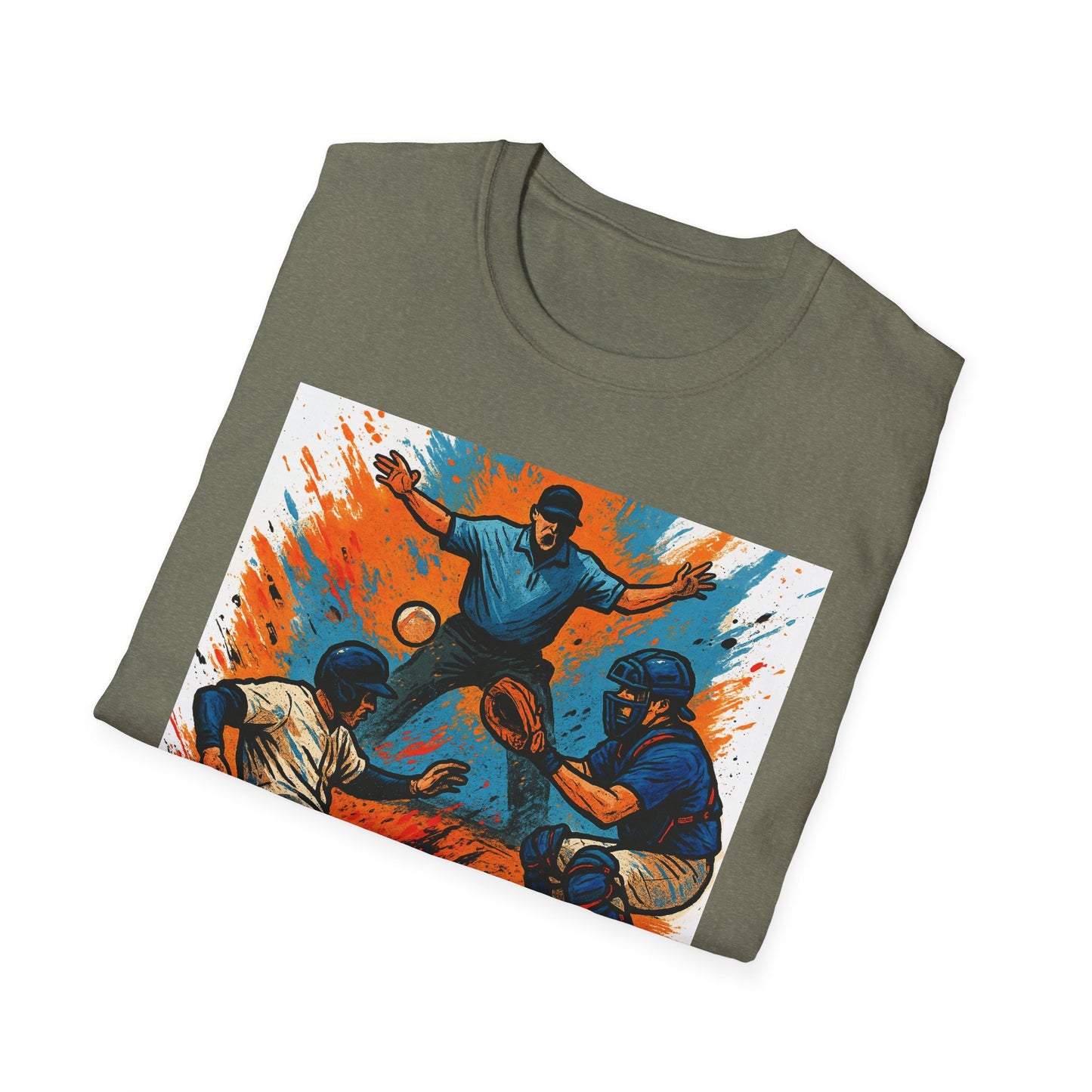 Vintage Baseball Action Unisex Softstyle T-Shirt - Perfect for Sports Fans and Game Day