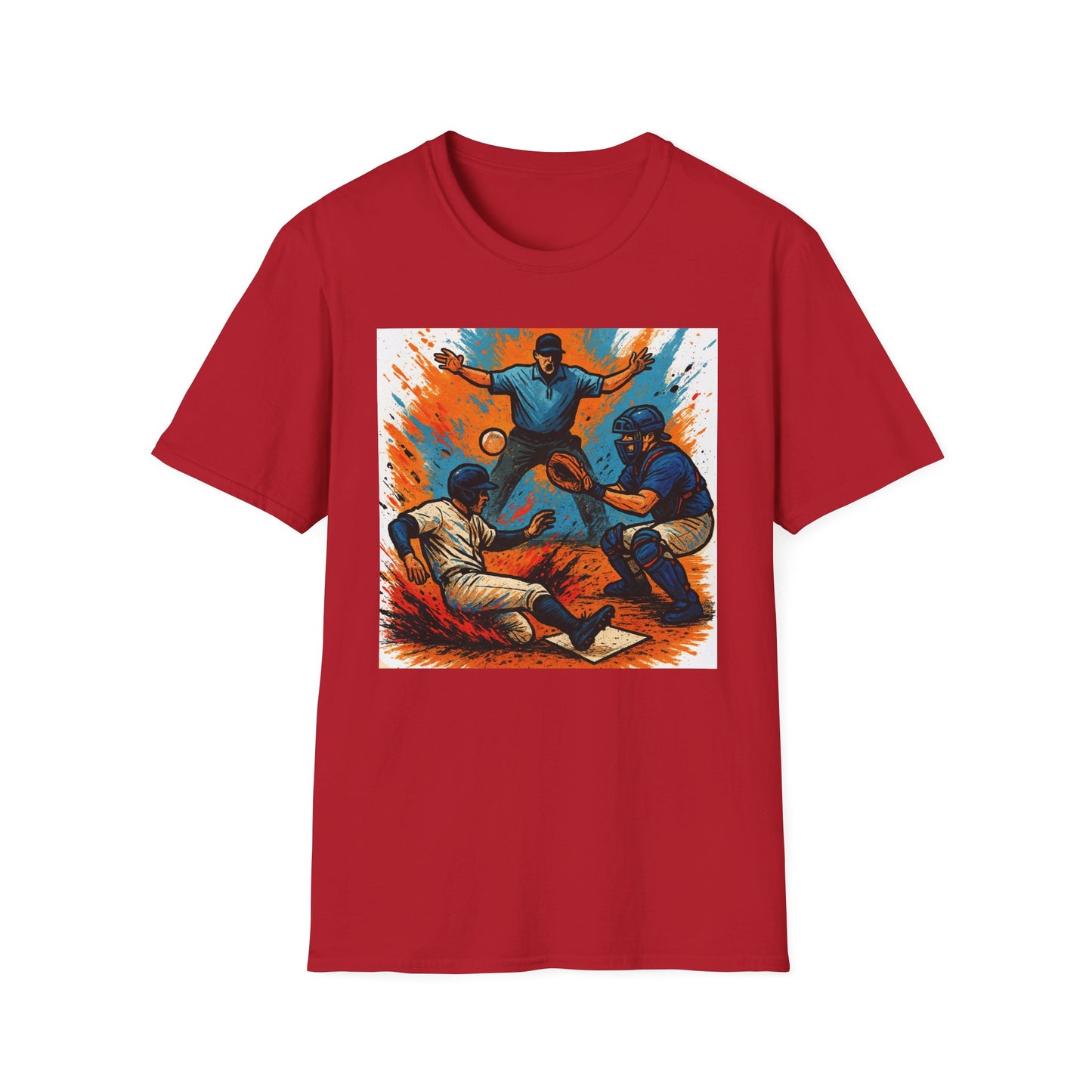 Vintage Baseball Action Unisex Softstyle T-Shirt - Perfect for Sports Fans and Game Day