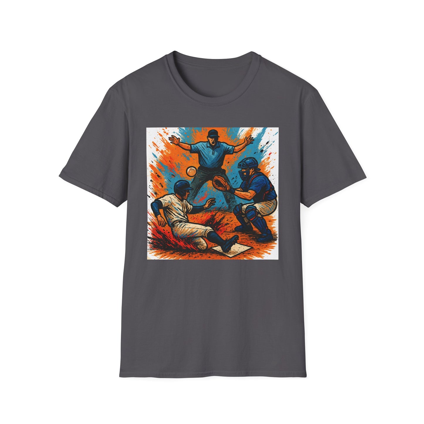Vintage Baseball Action Unisex Softstyle T-Shirt - Perfect for Sports Fans and Game Day