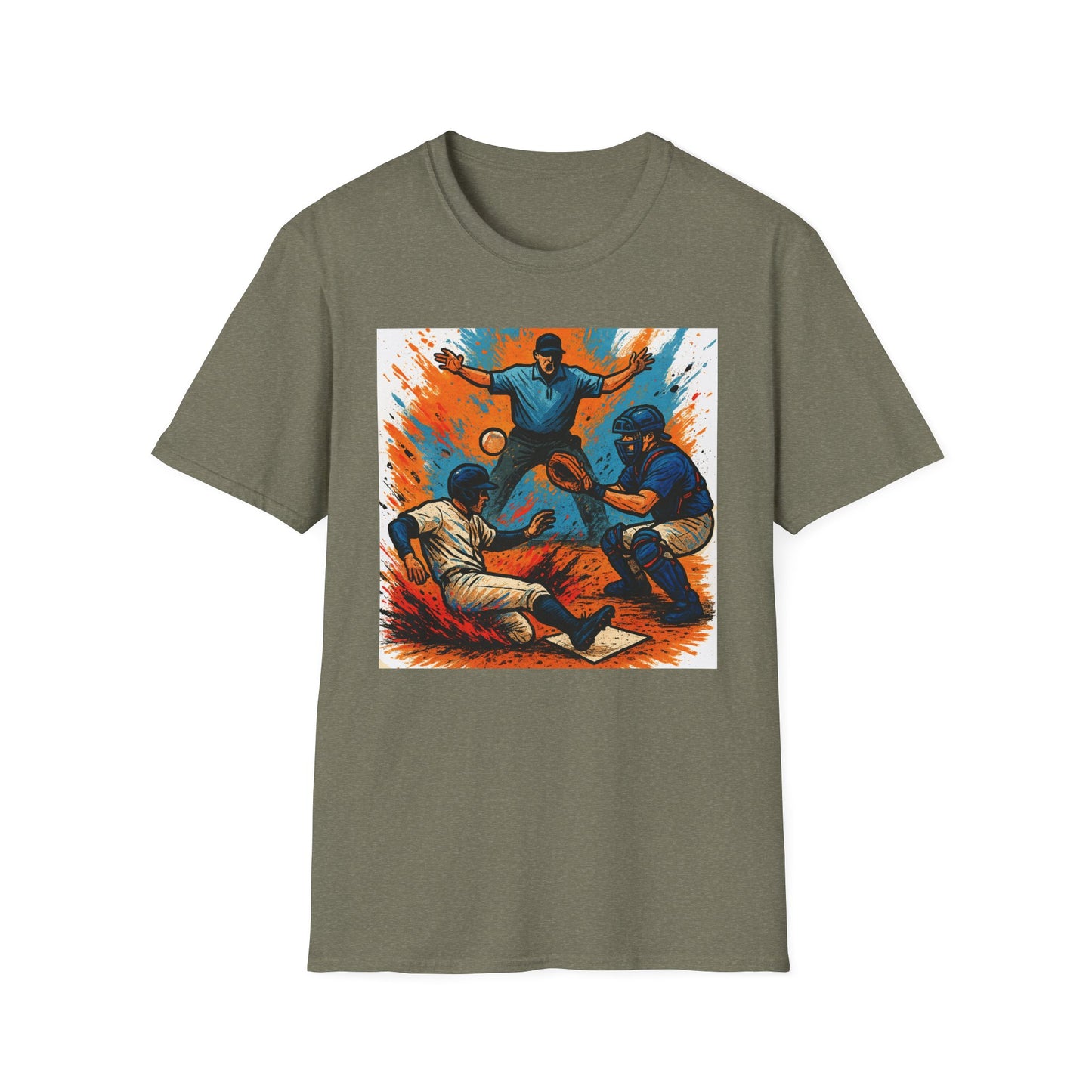 Vintage Baseball Action Unisex Softstyle T-Shirt - Perfect for Sports Fans and Game Day
