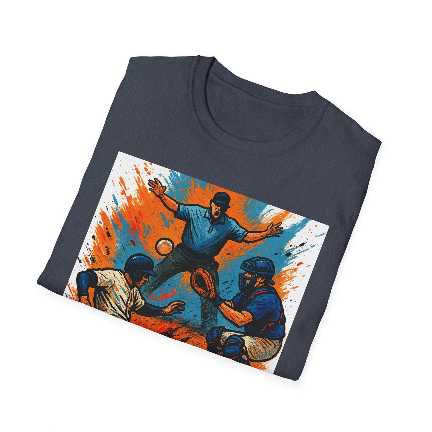 Vintage Baseball Action Unisex Softstyle T-Shirt - Perfect for Sports Fans and Game Day