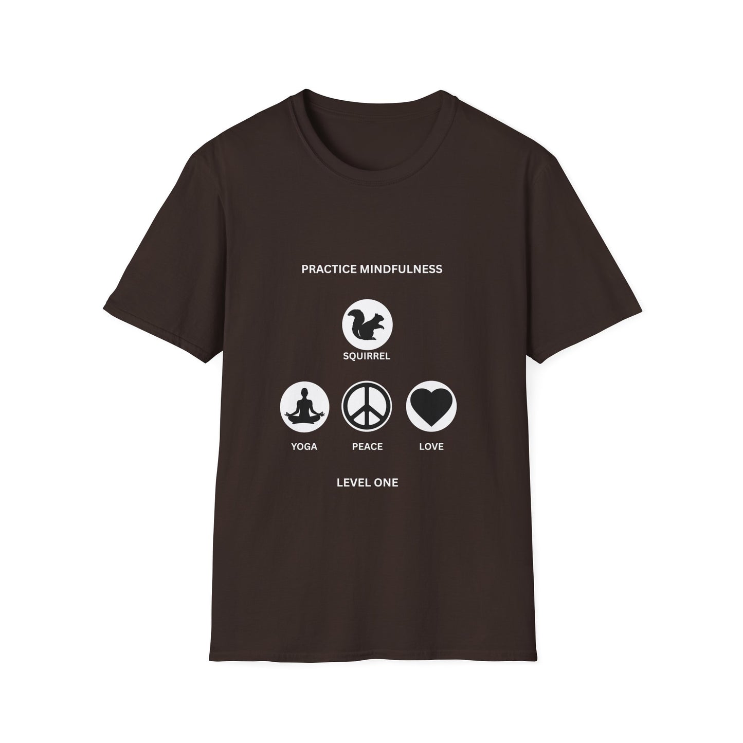 Mindfulness Squirrel T-Shirt, Yoga Shirt, Peace and Love Tee, Unisex Relaxed Fit, Gift for Yogis and Mindfulness Practitioners