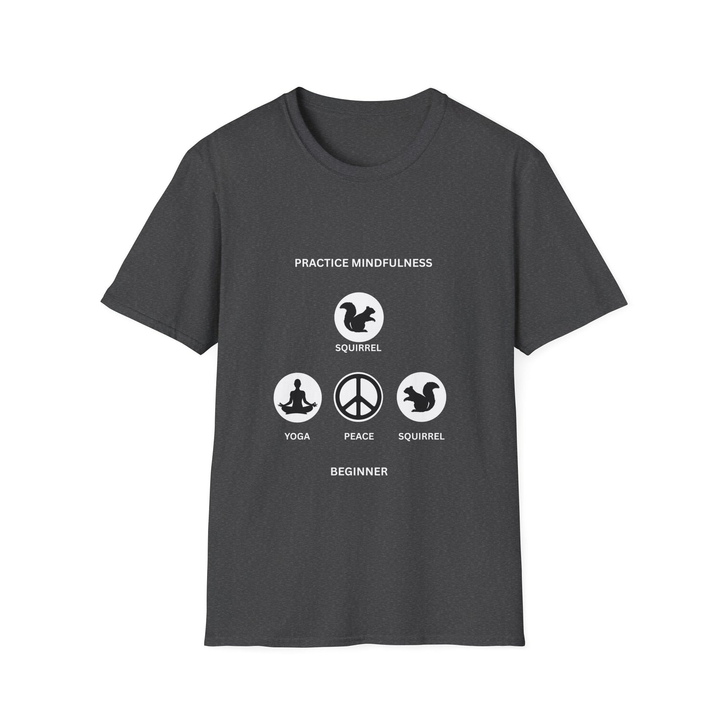 Mindfulness Squirrel T-Shirt, Yoga Tee, Peaceful Apparel, Beginner's Mind, Gift for Yogis, Meditation Shirt