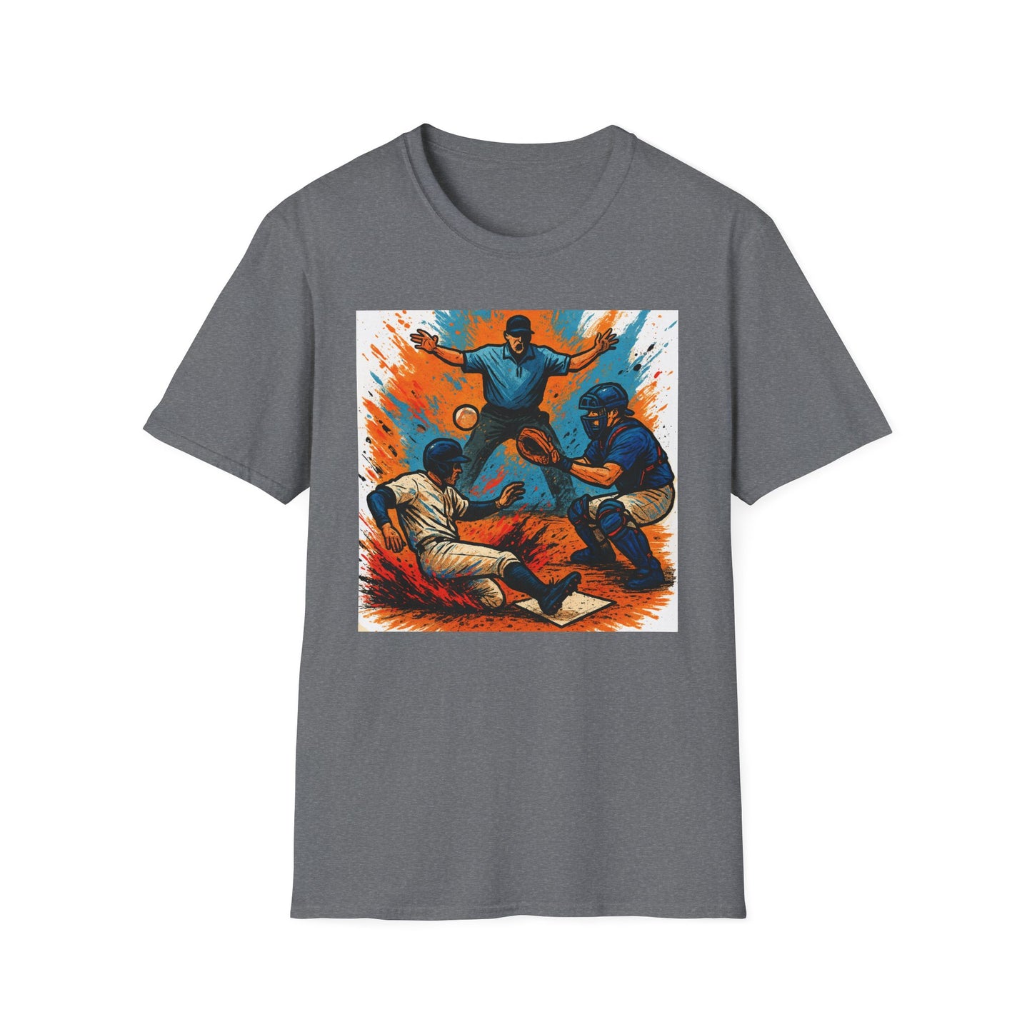 Vintage Baseball Action Unisex Softstyle T-Shirt - Perfect for Sports Fans and Game Day