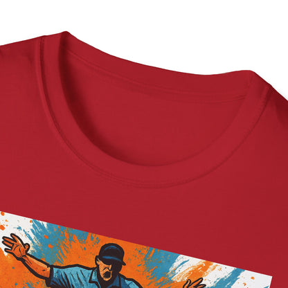 Vintage Baseball Action Unisex Softstyle T-Shirt - Perfect for Sports Fans and Game Day