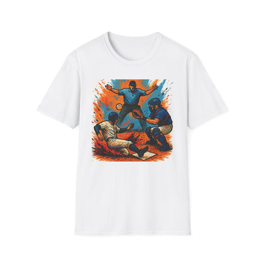 Vintage Baseball Action Unisex Softstyle T-Shirt - Perfect for Sports Fans and Game Day