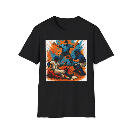 Vintage Baseball Action Unisex Softstyle T-Shirt - Perfect for Sports Fans and Game Day