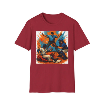 Vintage Baseball Action Unisex Softstyle T-Shirt - Perfect for Sports Fans and Game Day