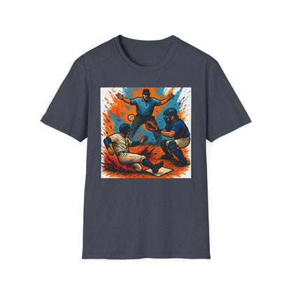 Vintage Baseball Action Unisex Softstyle T-Shirt - Perfect for Sports Fans and Game Day