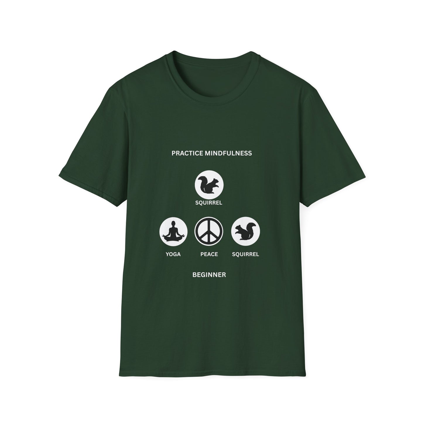 Mindfulness Squirrel T-Shirt, Yoga Tee, Peaceful Apparel, Beginner's Mind, Gift for Yogis, Meditation Shirt