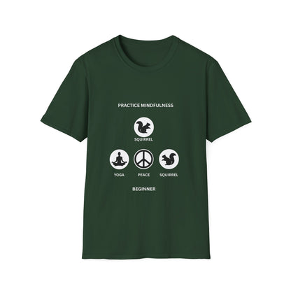 Mindfulness Squirrel T-Shirt, Yoga Tee, Peaceful Apparel, Beginner's Mind, Gift for Yogis, Meditation Shirt