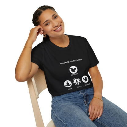 Mindfulness Squirrel T-Shirt, Yoga Tee, Peaceful Apparel, Beginner's Mind, Gift for Yogis, Meditation Shirt