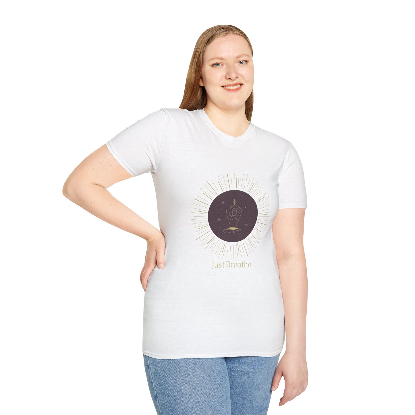 Unisex Softstyle T-Shirt - Inspirational 'Just Breathe' Tee, Relaxation Gift, Mindfulness Apparel, Meditation Shirt, Casual Outfit
