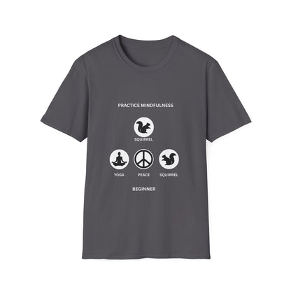 Mindfulness Squirrel T-Shirt, Yoga Tee, Peaceful Apparel, Beginner's Mind, Gift for Yogis, Meditation Shirt